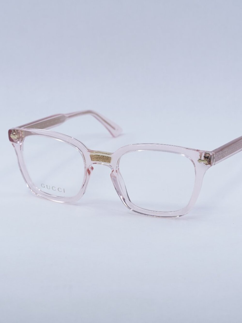 Gucci GG0184O 013 Eyeglasses Transparent Pink 50mm Square Frame